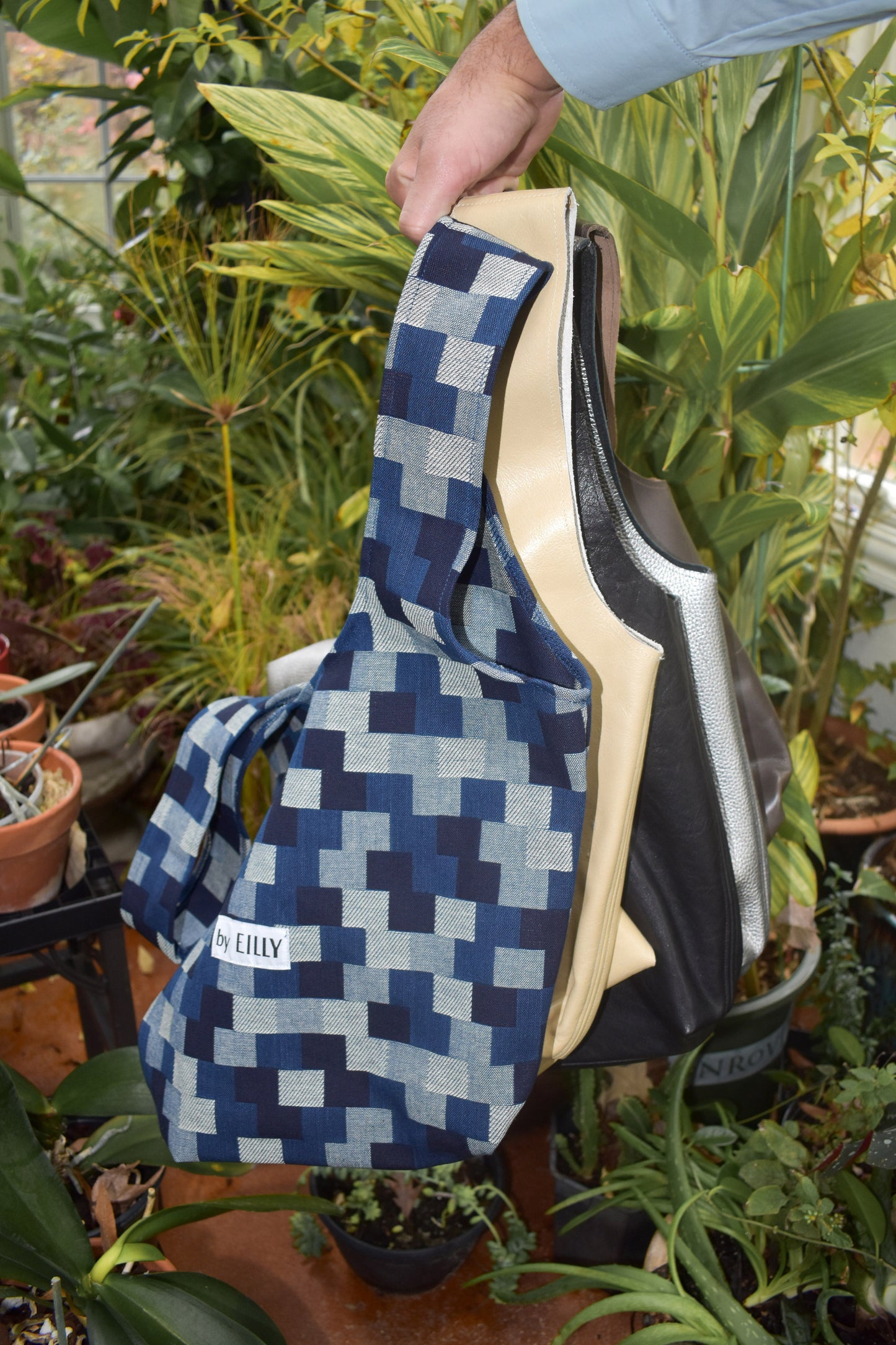 Carolyn Tote in Patchwork Denim