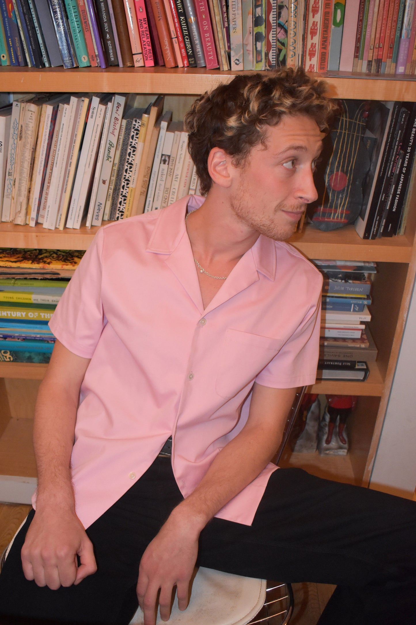 Foster Shirt in Pink Herringbone