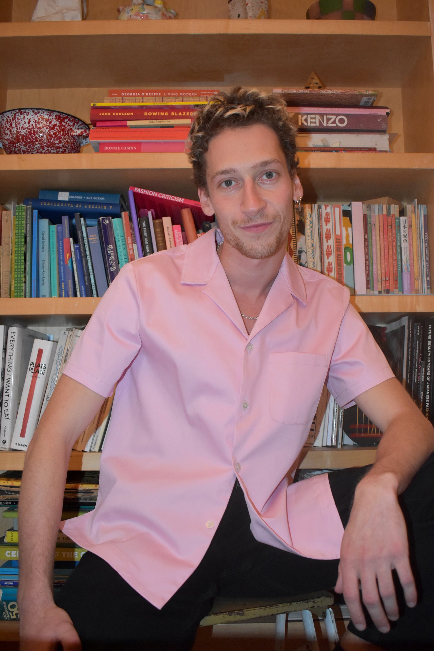 Foster Shirt in Pink Herringbone